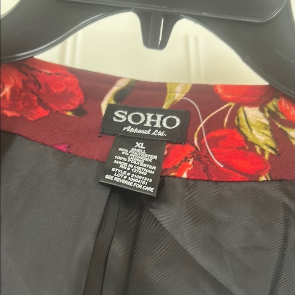 Soho Red and Purple Blazer with Floral Design - Picture 6 of 7